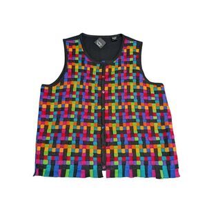 Christina Rotelli  Multi-Colors  Color Block  Woven Vest Women's Medium